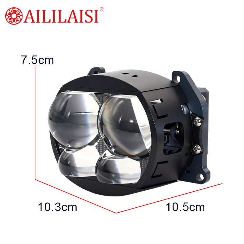 3Inch Short Four Eye 4 Lens Bifocal Projector Bi LED High Low Beam Headlamp Spotlight Power Laser Square Bright Headlight 80W