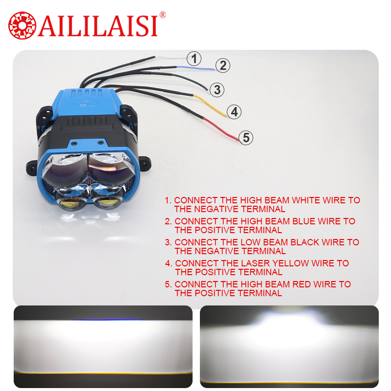 3 Inch Four Lenses Dual Laser Headlights Dragon BallsShort Cross Border Factory Bi LED Bifocal Dragon Ball 90W 4 Lens Hi/lo Beam