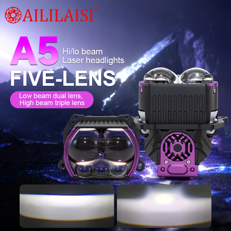 3Inch Lenses Headlights Bi LED Hi/lo Beam Five Lens Dual Laser Bifocal Headlight Automobile Lights for Chevrolet Silverado Car
