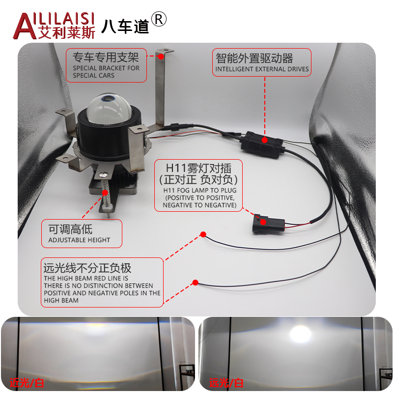 Aililaisi bi led projector light fog lamp Laser bifocal lens matrix beam For KlA Cerato European style 12-15 year modification
