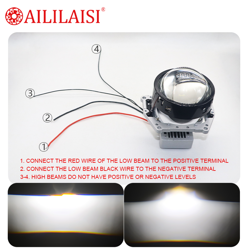 Aililaisi High Power LED Laser Headlight Spotlight Dual Lights 3Inch Bifocal Automobile Modification for Honda Jazz Ford Toyota