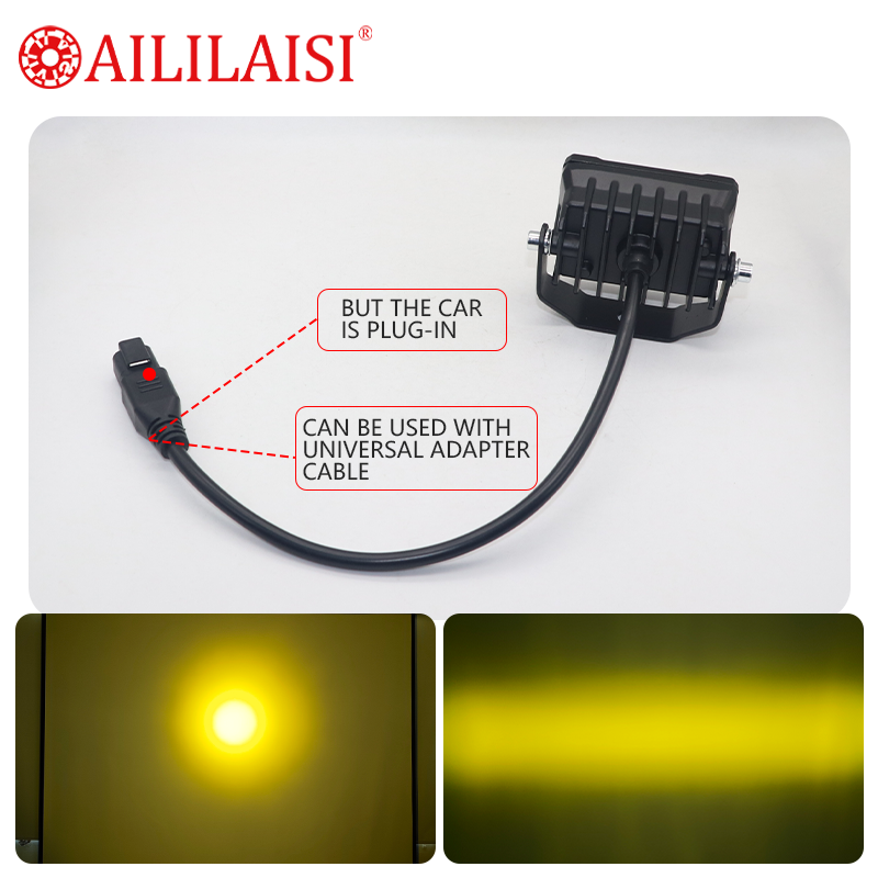 AIlillaisi Fog Driving Automobile Lamp Fog Light LED Strip Spot for Motorcycle Universal White Yellow Moto External 2 Lens Car