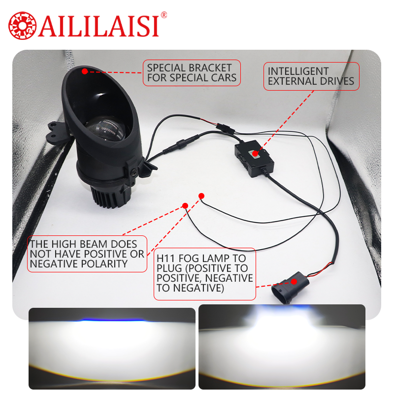 Aililaisi 2.5Inch Aluminum BI LED Projector Fog Lamp IP-67 Waterproof High/Low Beam for Universal Audi Tourisitrophy 2007-2014