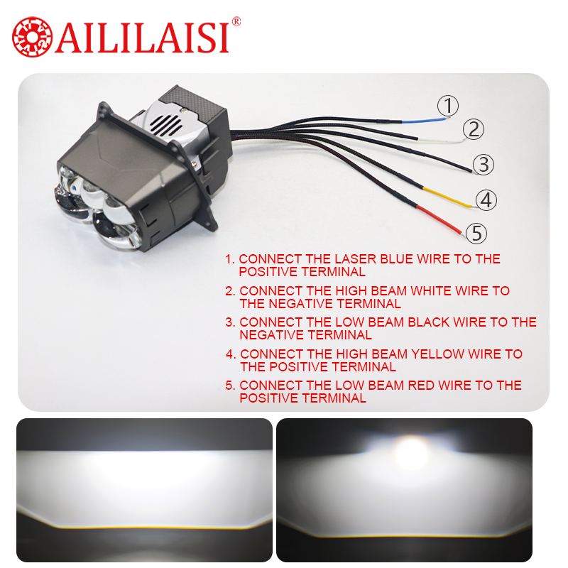 3 Inch 5Lens Bifocal Projector Bi LED High Low Beam Headlamp Spotlight High Power Laser Square Projector Super Bright Headlight