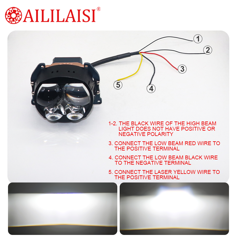3Inch Short Four Eye 4 Lens Bifocal Projector Bi LED High Low Beam Headlamp Spotlight Power Laser Square Bright Headlight 80W