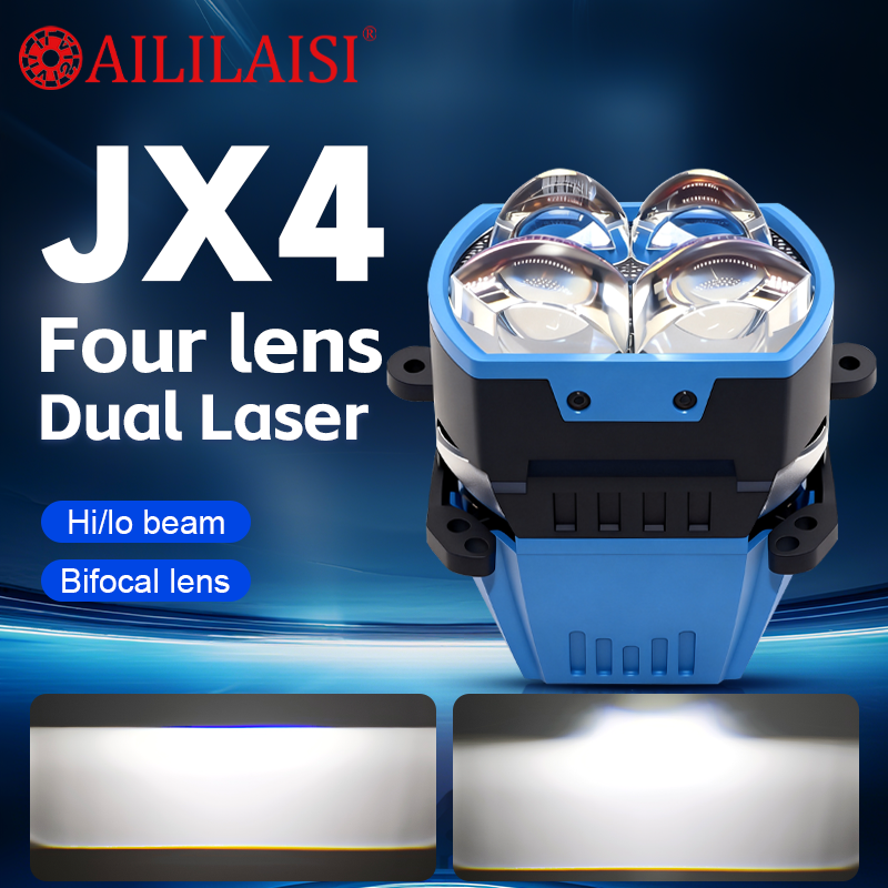 3 Inch Four Lenses Dual Laser Headlights Dragon BallsShort Cross Border Factory Bi LED Bifocal Dragon Ball 90W 4 Lens Hi/lo Beam