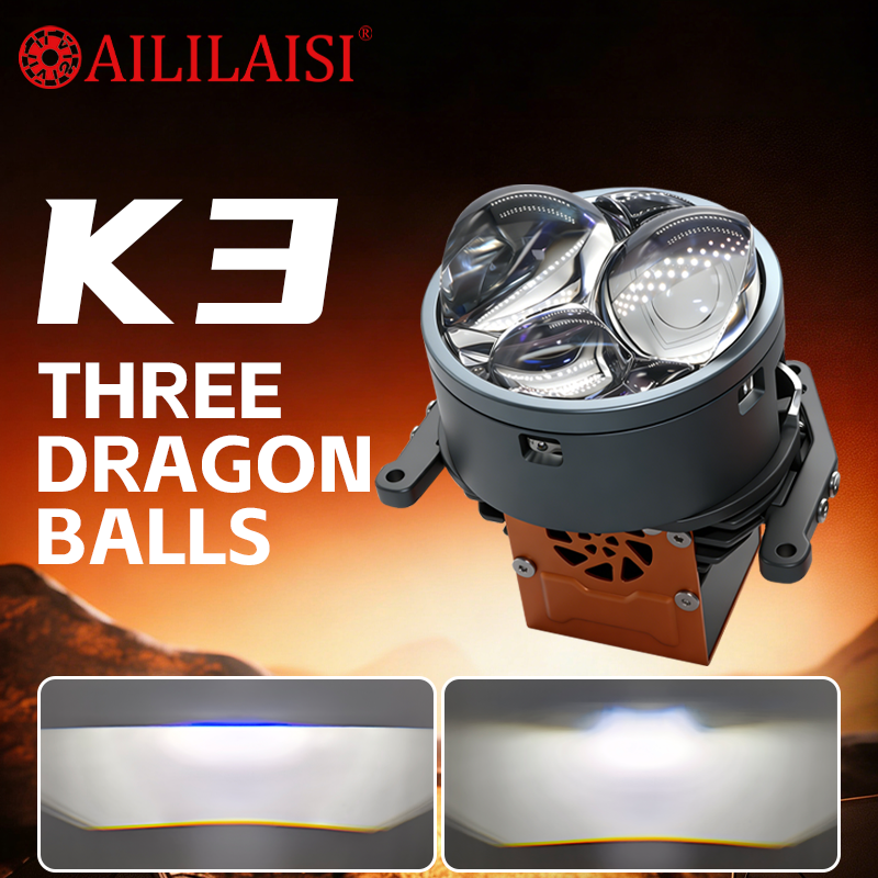 3Lens Bi-LED Projector Headlight Universal Lens for Car Retrofit Triple Cup Bi-Xenon Projector High Low Beam Auto Conversion Kit