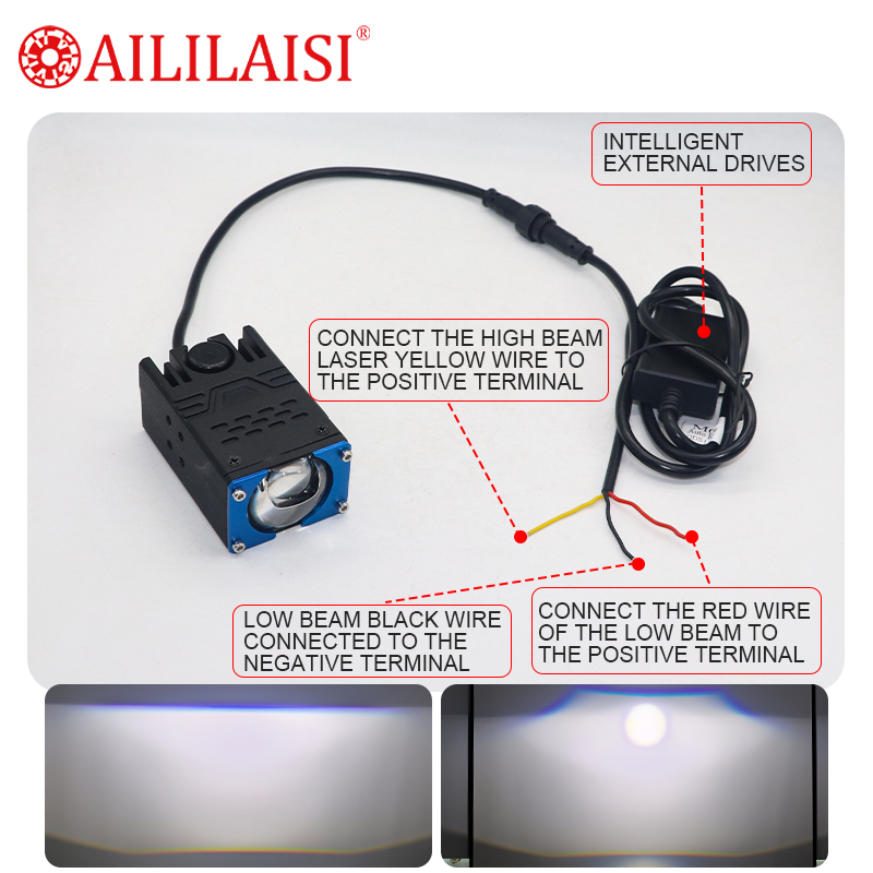 Laser BI LED Driving Lights with External Driver High/Low Beam Waterproof Spot Fog Light for Off-Road Vehicle Motorcycle ATV UTV