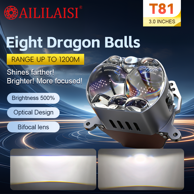Bi LED Projector 8 Lens Wholesale Factory Auto Modification Bulk Universal Retrofit Parts High Power Car Headlight Laser Bifocal