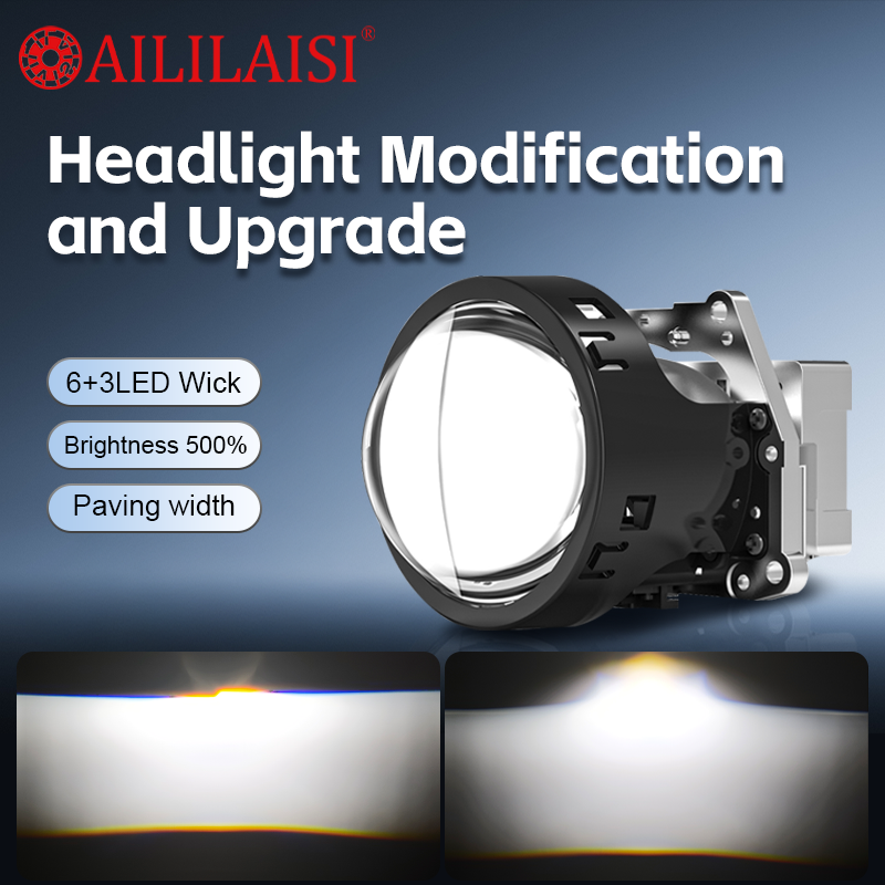 Aililaisi High Power LED Laser Headlight Spotlight Dual Lights 3Inch Bifocal Automobile Modification for Honda Jazz Ford Toyota