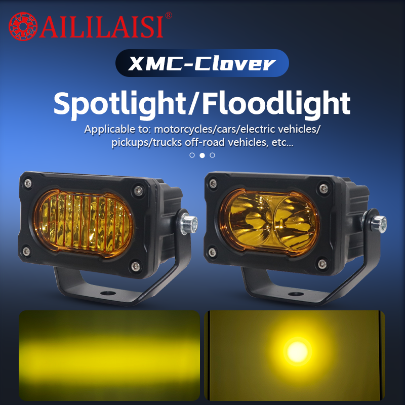 AIlillaisi Fog Driving Automobile Lamp Fog Light LED Strip Spot for Motorcycle Universal White Yellow Moto External 2 Lens Car