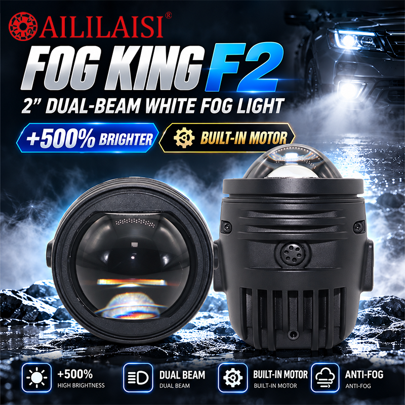 AILILAISI 2 Inch Dual Beam Fog Light Projector with Motorized Lens Low High Beam Anti-Fog Driving Lamp for Automotive Lighting
