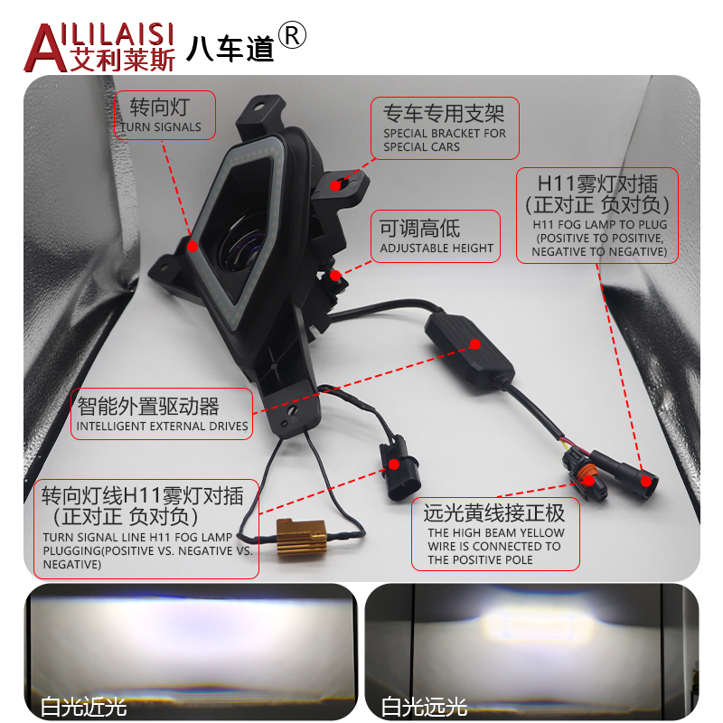 AIlilaisi 2.0Inch Fog Lamp Lens Projector Light Bi Led for Hyundai Custo 2020-2025 Waterproof and Anti-Fog Turn Signal Factory