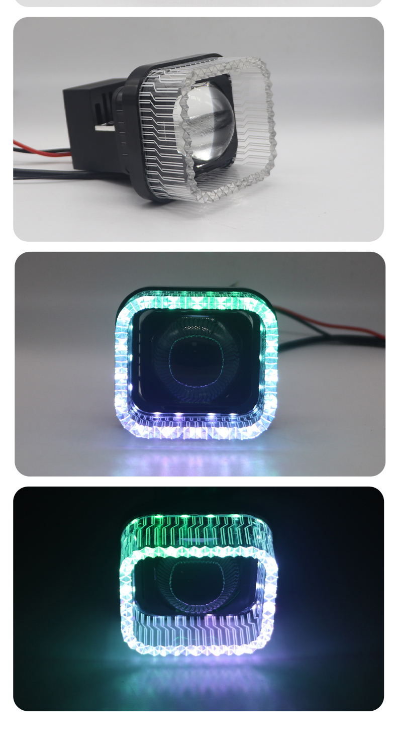 Aililaisi 1.5inch light guide angel eye integrated cover Install daytime running Headlights Lens Cover with for Universal car