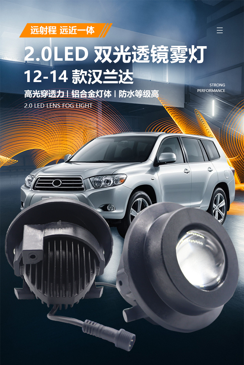 Aililaisi 2.0inch Bi-led Fog Lamp light projector beam upgrade retrofit plug play waterproof For Toyota Highlander2012 2013 2014