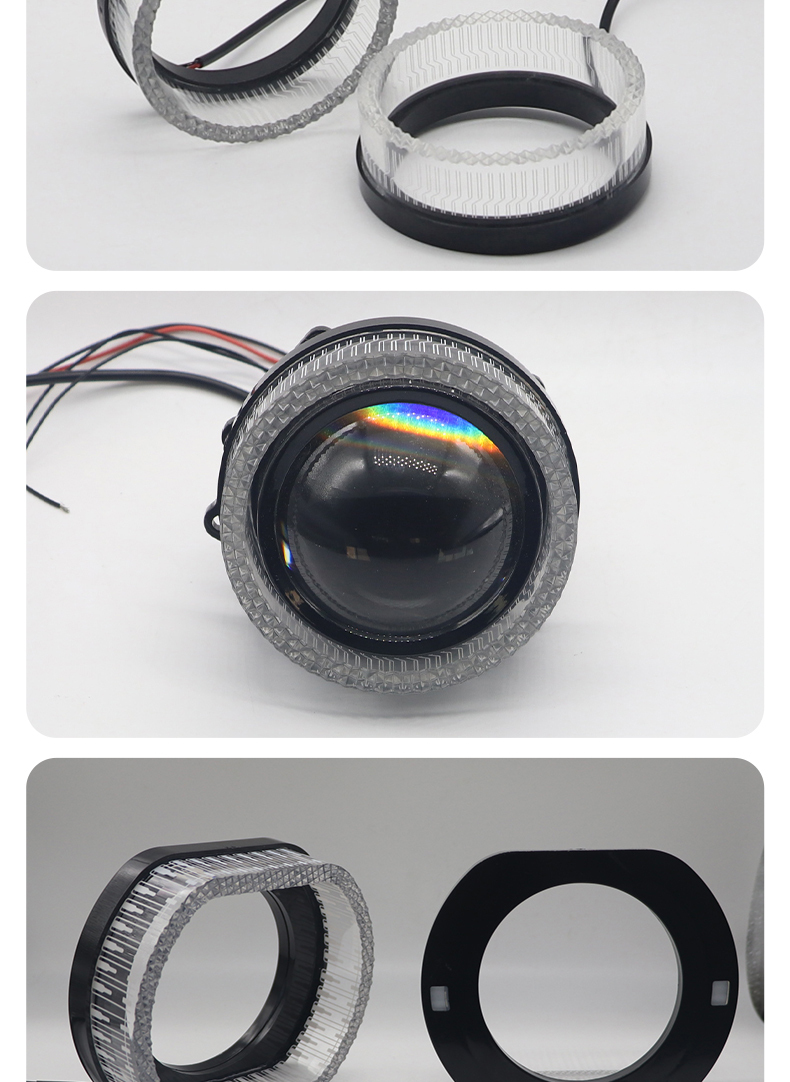 Aililaisi for Universal car 3.0 inch light guide angel eye integrated cover Headlights Crystal Projector Lens Cover App Control