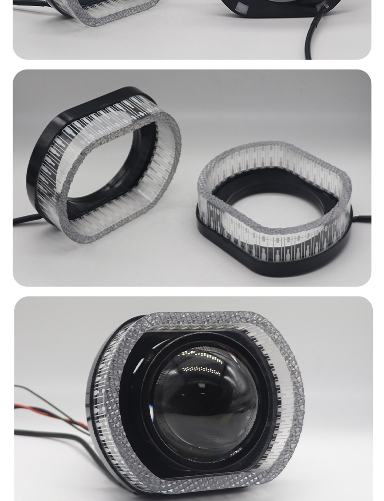 Aililaisi for Universal car 3.0 inch light guide angel eye integrated cover Headlights Crystal Projector Lens Cover App Control