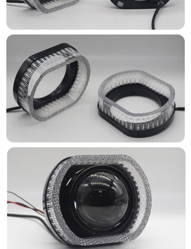 Aililaisi for Universal car 3.0 inch light guide angel eye integrated cover Headlights Crystal Projector Lens Cover App Control