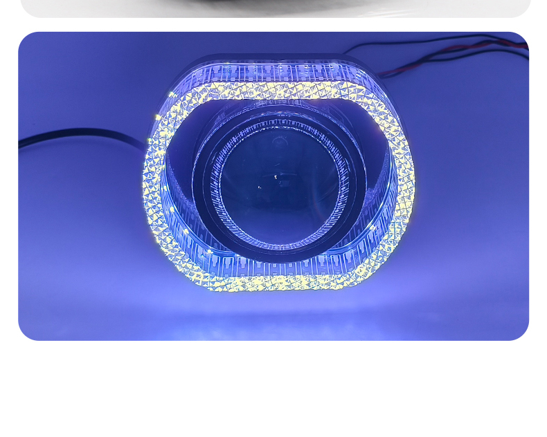 Aililaisi for Universal car 3.0 inch light guide angel eye integrated cover Headlights Crystal Projector Lens Cover App Control