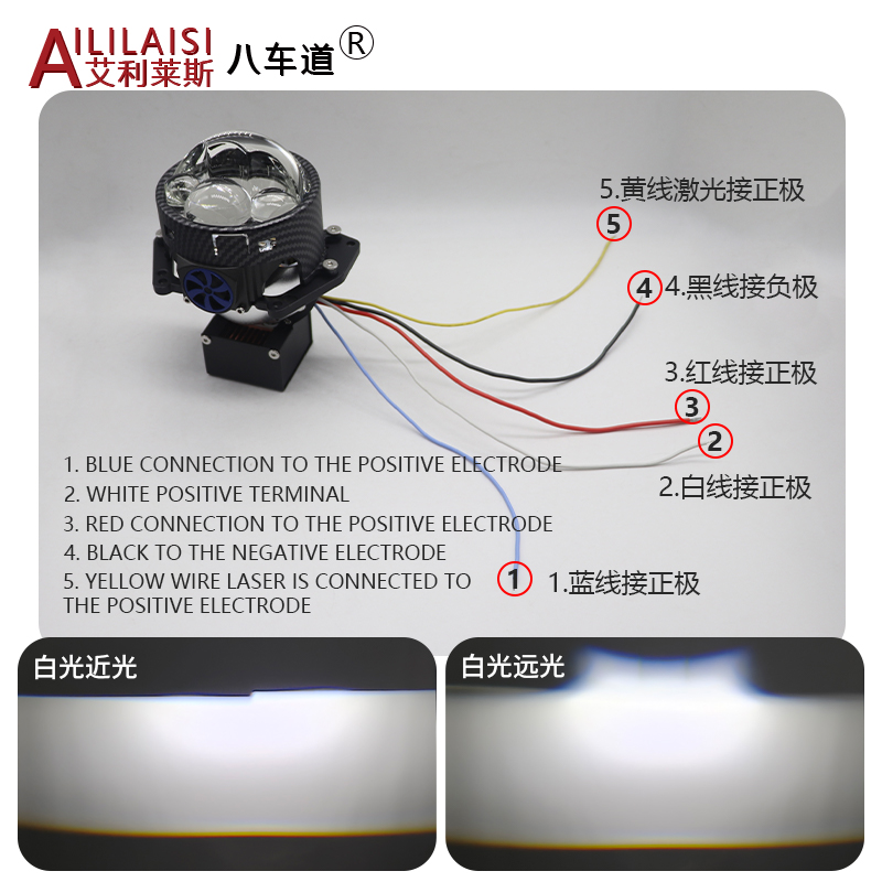 AIlilaisi Low Prices Laser Bifocal Lens Laser Headlight Lens Automobile Laser LED Modification 3B Triple Direct 6000K White 75W