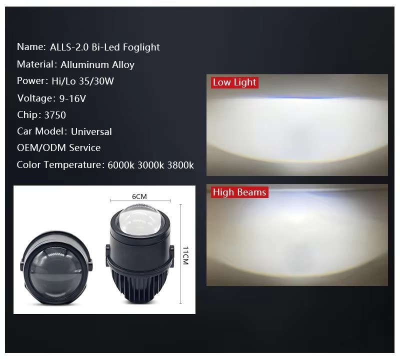 Factory BI LED Fog Lamp Laser Lens Projector Light Headlight Waterproof Suitable for Universal Car OEM Over 1000 Vehicle Models