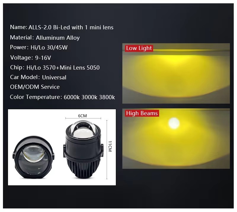 Factory BI LED Fog Lamp Laser Lens Projector Light Headlight Waterproof Suitable for Universal Car OEM Over 1000 Vehicle Models