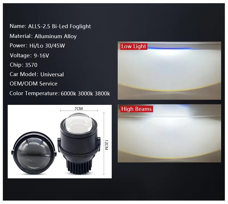 Factory BI LED Fog Lamp Laser Lens Projector Light Headlight Waterproof Suitable for Universal Car OEM Over 1000 Vehicle Models