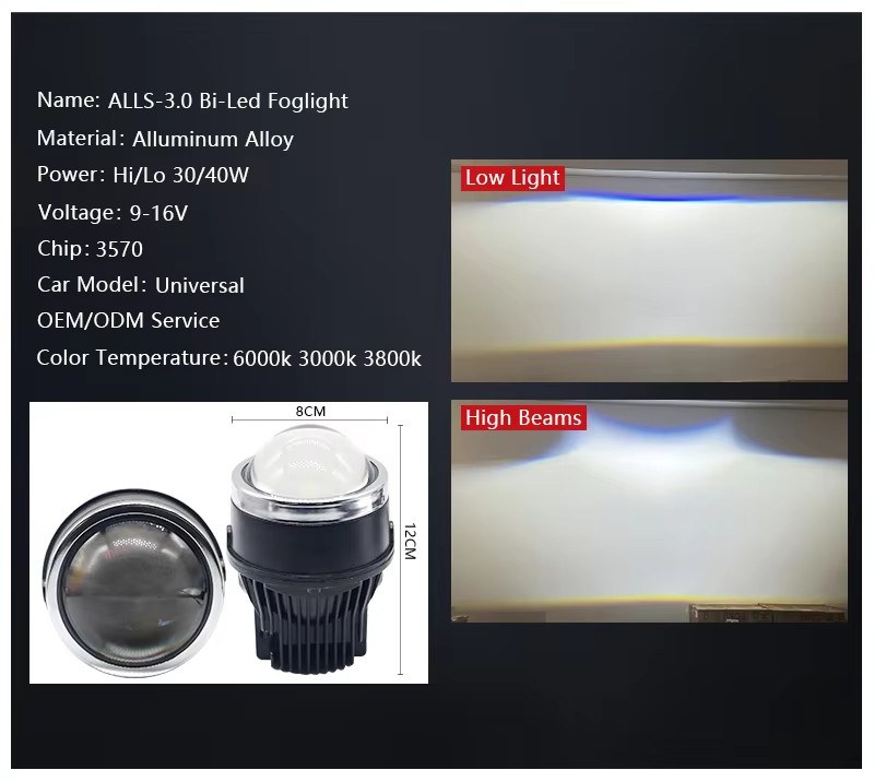 Factory BI LED Fog Lamp Laser Lens Projector Light Headlight Waterproof Suitable for Universal Car OEM Over 1000 Vehicle Models