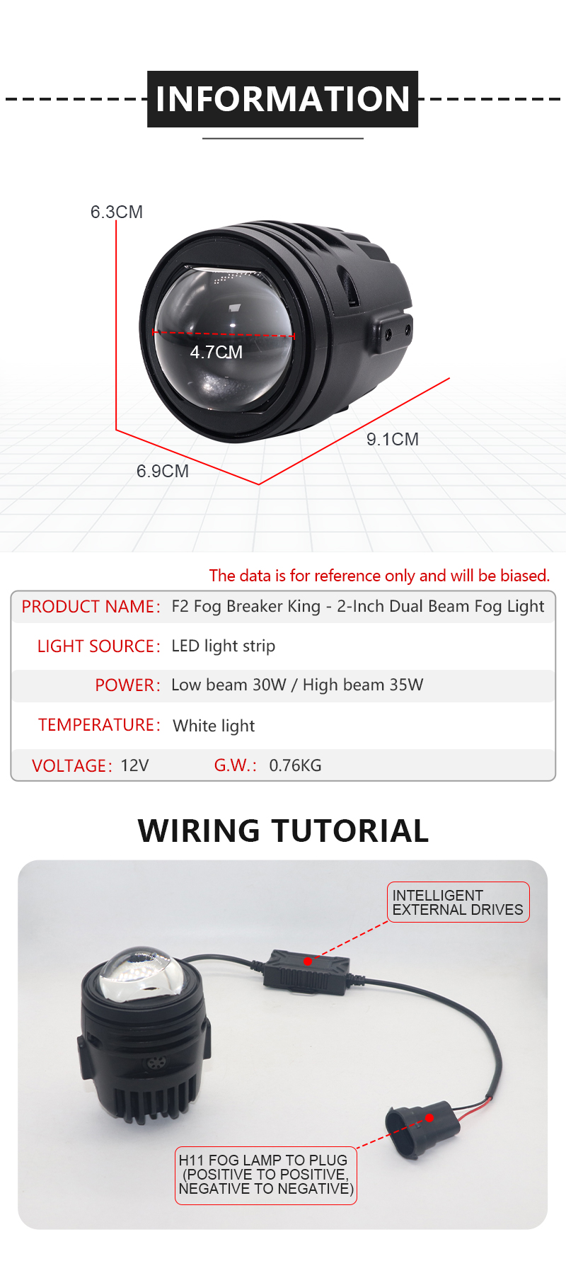 AILILAISI 2 Inch Dual Beam Fog Light Projector with Motorized Lens Low High Beam Anti-Fog Driving Lamp for Automotive Lighting
