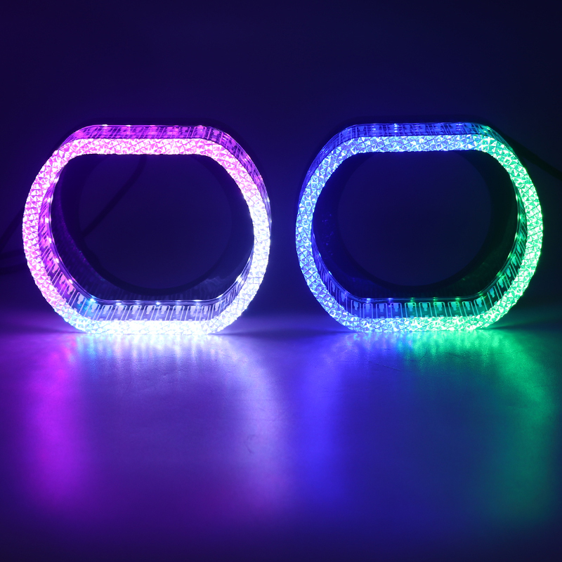 Aililaisi for Universal car 3.0 inch light guide angel eye integrated cover Headlights Crystal Projector Lens Cover App Control