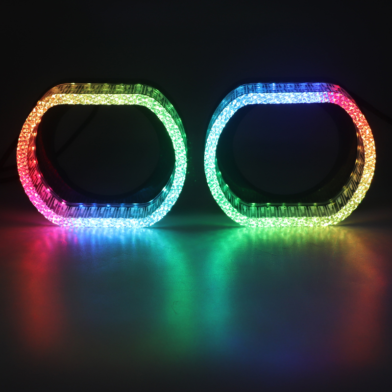 Aililaisi for Universal car 3.0 inch light guide angel eye integrated cover Headlights Crystal Projector Lens Cover App Control