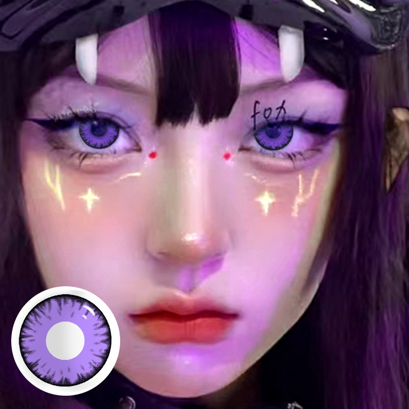 MYEYEBB Miracle TimesII Purple Prescription Cosplay Colored Contact Lenses  - Miracle TimesII Purple - -8.00 - RY45 - image 1