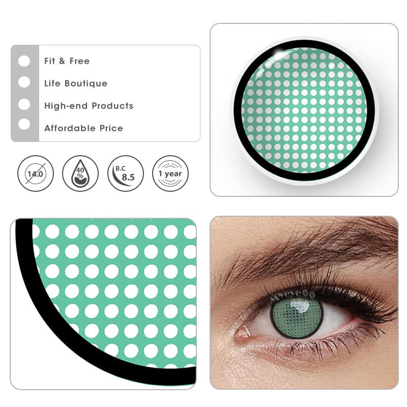 MYEYEBB Blind Mesh Green Prescription Cosplay Colored Contact Lenses  - image 8