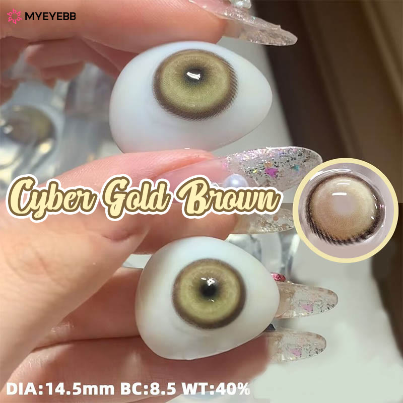 MYEYEBB Cyber Gold Brown Prescription Cosplay Colored Contact Lenses - image 4