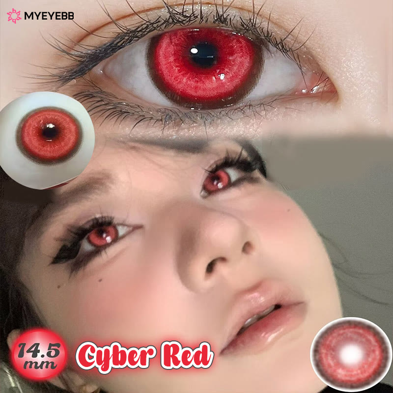 MYEYEBB Cyber Red Prescription Cosplay Colored Contact Lenses - image 4