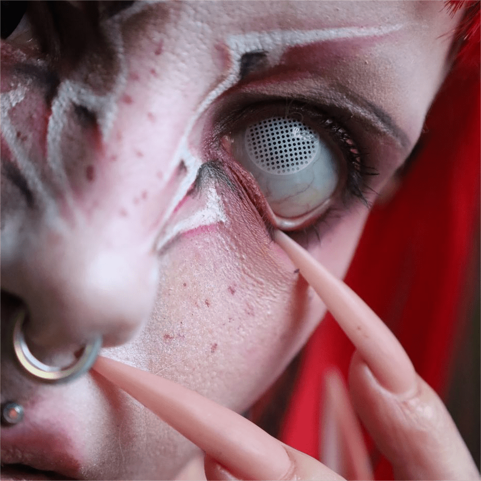 MYEYEBB Blind White Mesh Cosplay Colored Contact Lenses - image 6
