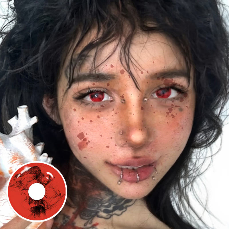MYEYEBB Blood Red Prescrition Cosplay Colored Contact Lenses | 1 Day - image 2