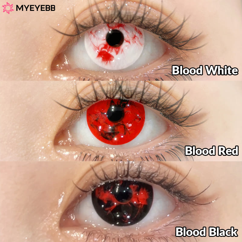 MYEYEBB Blood Red Prescrition Cosplay Colored Contact Lenses | 1 Day - 3 Colors (1 Day) - 0.00 - PA02_RD - image 3