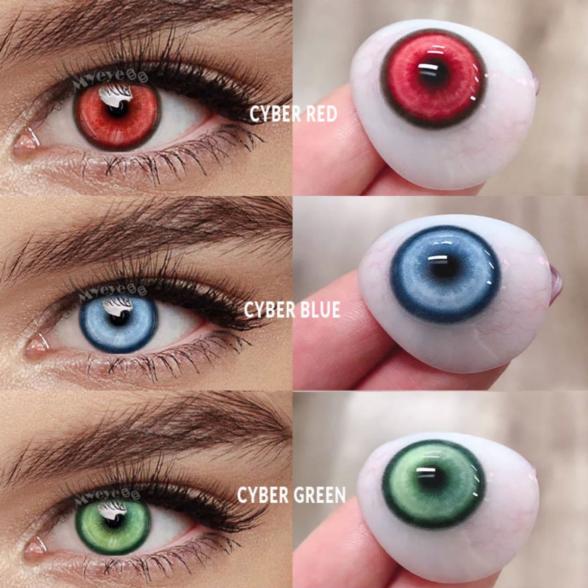 MYEYEBB Cyber Green Prescription Cosplay Colored Contact Lenses - 3 Colors (Red+Blue+Green) /1 Day - 0.00 - RC01_GN - image 11