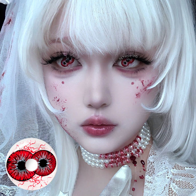 MYEYEBB Twin Hex Red Prescription Cosplay Colored Contact Lenses - image 2