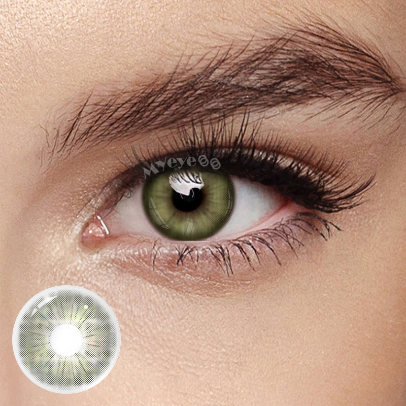 MYEYEBB Rome Times Olive Green Prescription Colored Contact Lenses - Rome Times Olive Green - -8.00 - LM001_Oliver - image 1