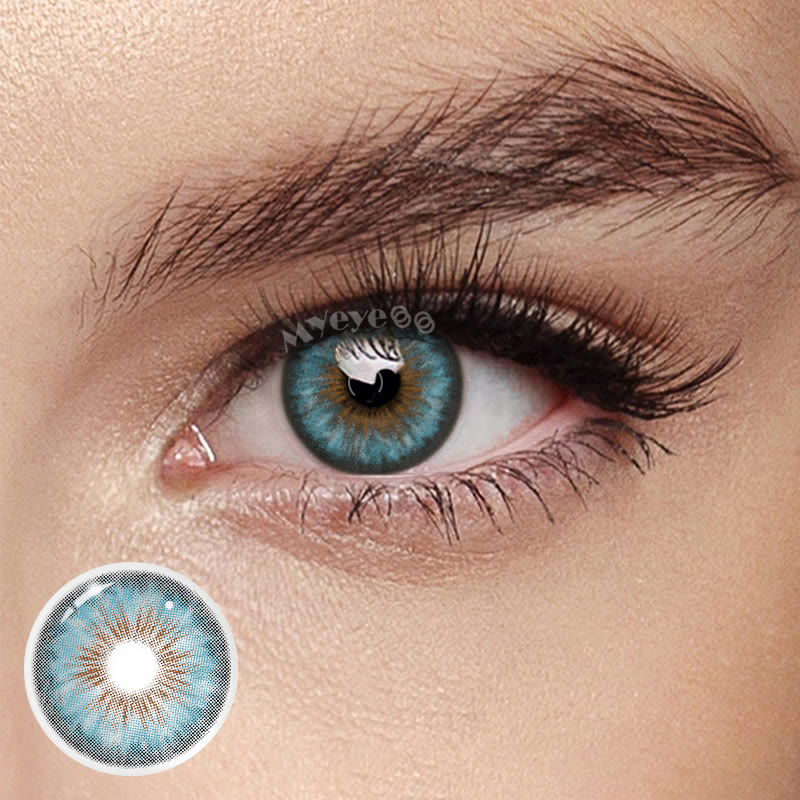 MYEYEBB Halo Iris Blue Colored Contact Lenses - Halo Iris Blue - 0.00 - MI22-3 - image 1