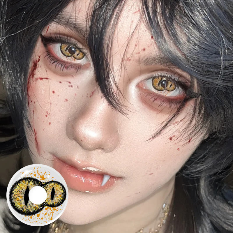 MYEYEBB Twin Inferno Iris Gold Brown Cosplay Colored Contact Lenses丨1 Day - image 2