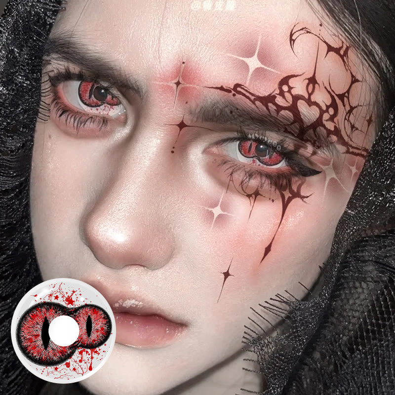 MYEYEBB Twin Inferno Iris Red Cosplay Colored Contact Lenses丨1 Day - image 2