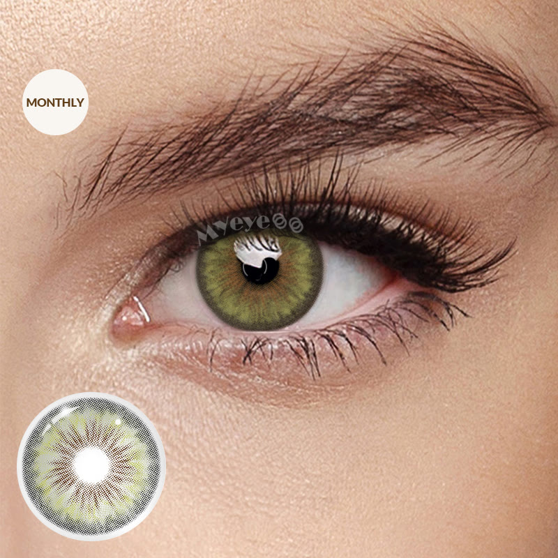 MYEYEBB Halo Iris Green Prescription Colored Contact Lenses丨Monthly - image 1