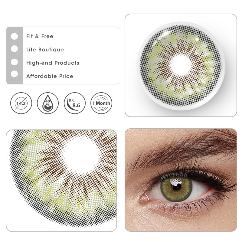 MYEYEBB Halo Iris Green Prescription Colored Contact Lenses丨Monthly - image 12