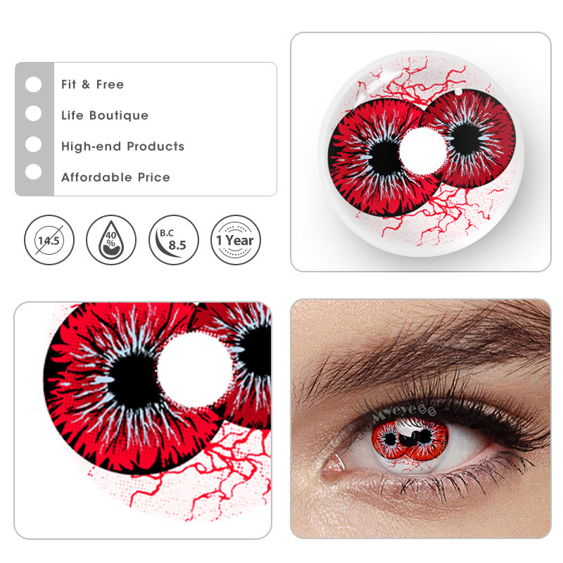 MYEYEBB Twin Hex Red Cosplay Colored Contact Lenses - image 16
