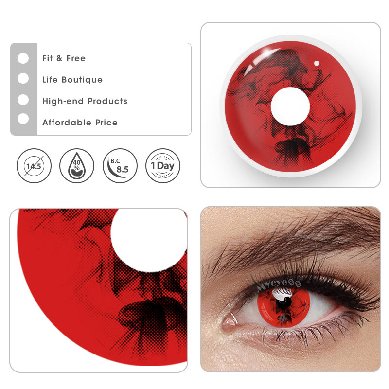 MYEYEBB Blood Red Prescrition Cosplay Colored Contact Lenses | 1 Day - image 7