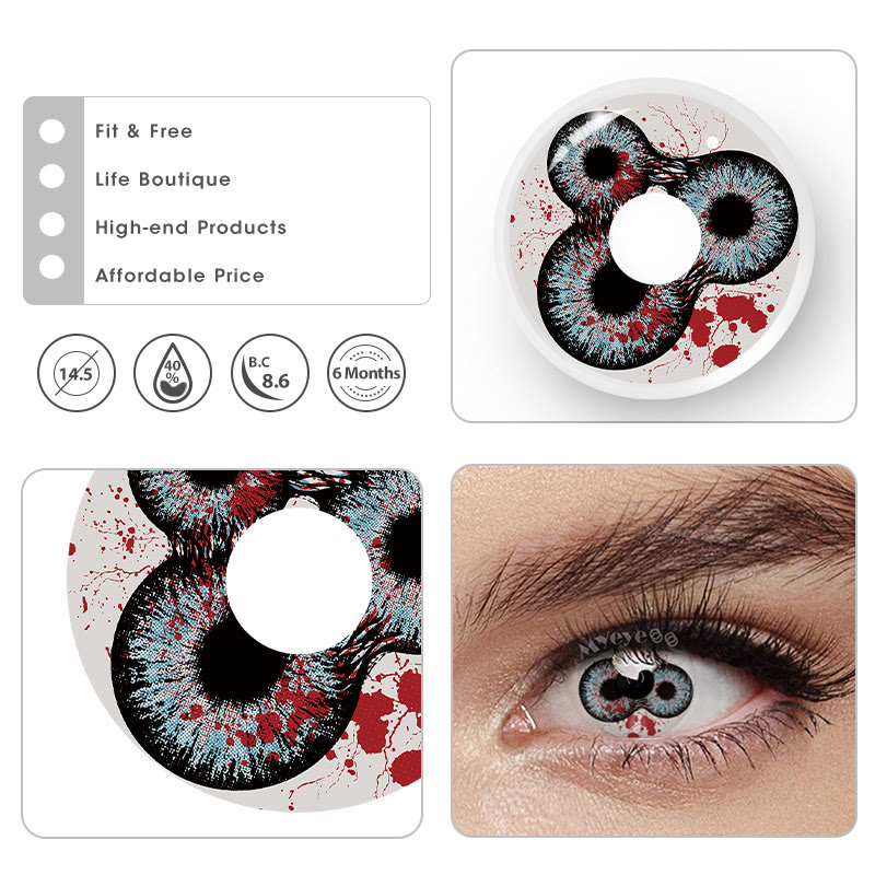 MYEYEBB Devil's Triple Black Prescrition Cosplay Colored Contact Lenses - image 7