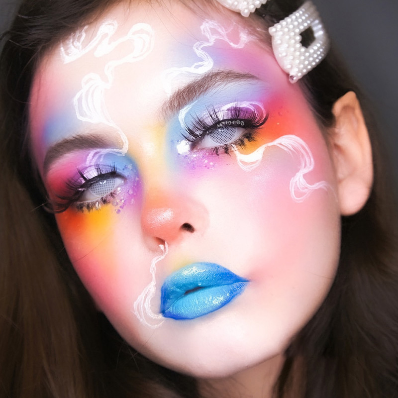 MYEYEBB Blind White Mesh Cosplay Colored Contact Lenses - image 9